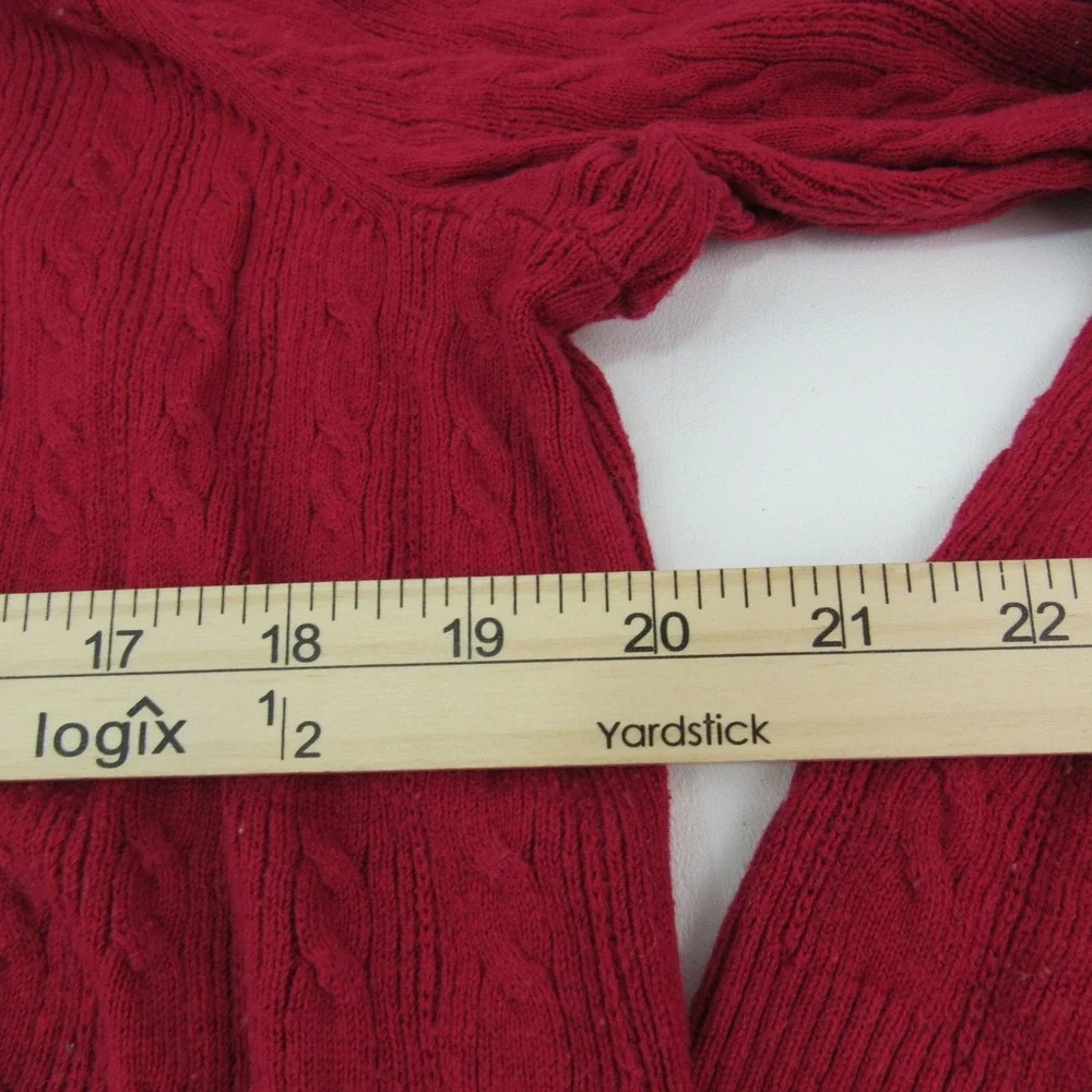 Sonoma Womans Turtleneck Sweater Cable Knit Pullover Cotton Blend‎ 1X Red